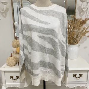 Fate Zebra Knit Sweater Heather Grey Ivory Cotton Blend Sz 1x Casual NWT